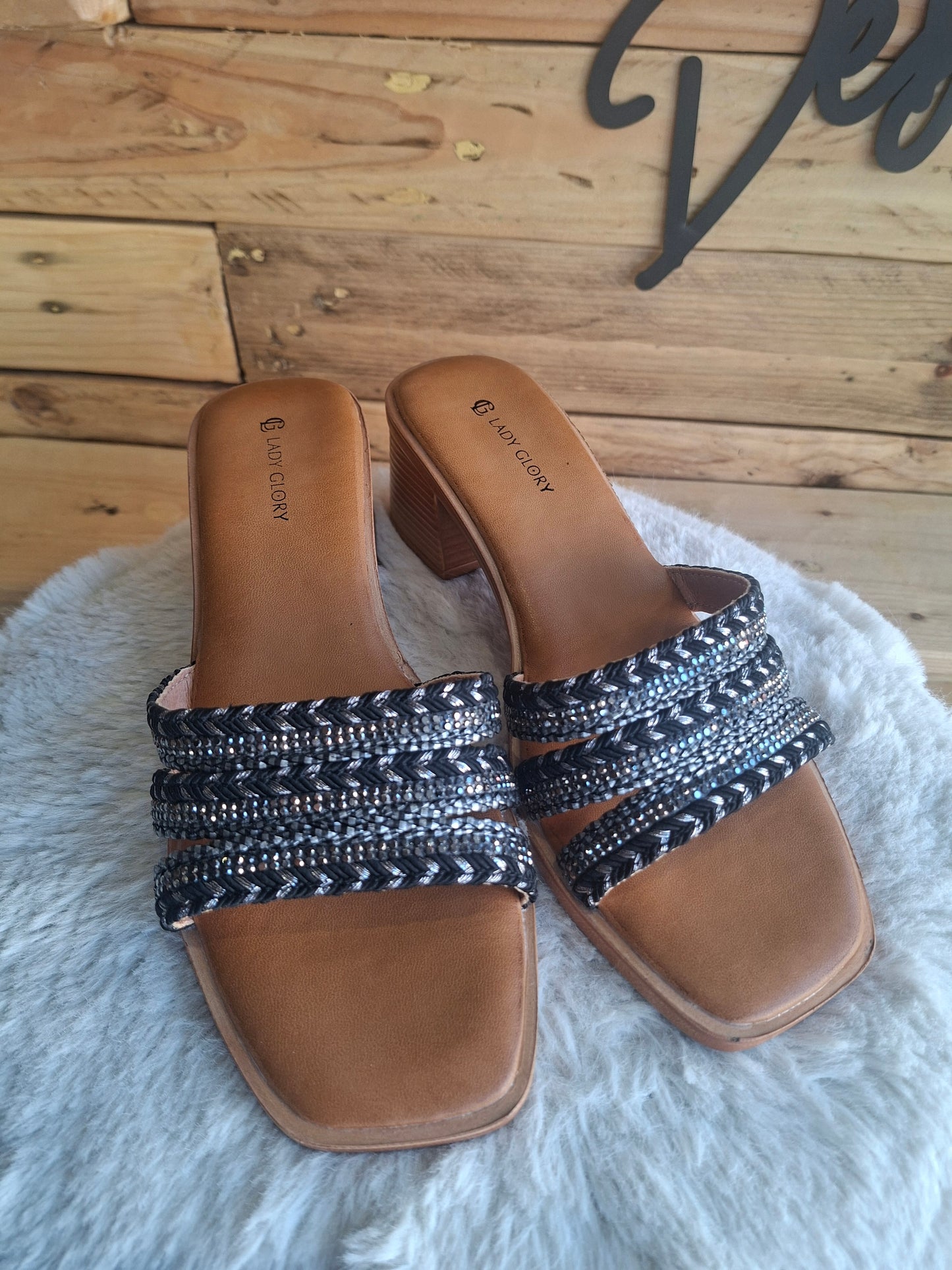 Mules noir strass