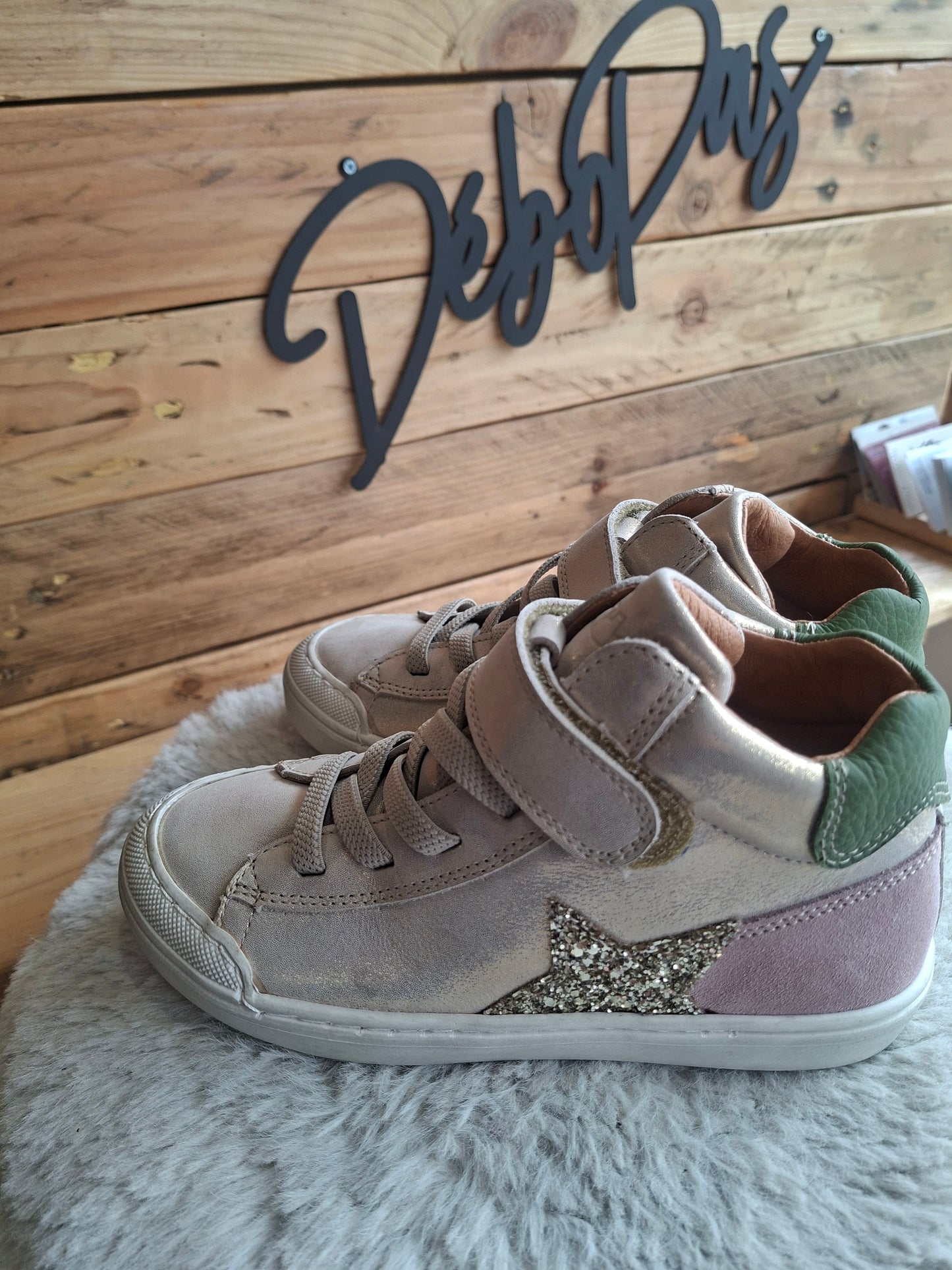 Baskets beige doré montantes