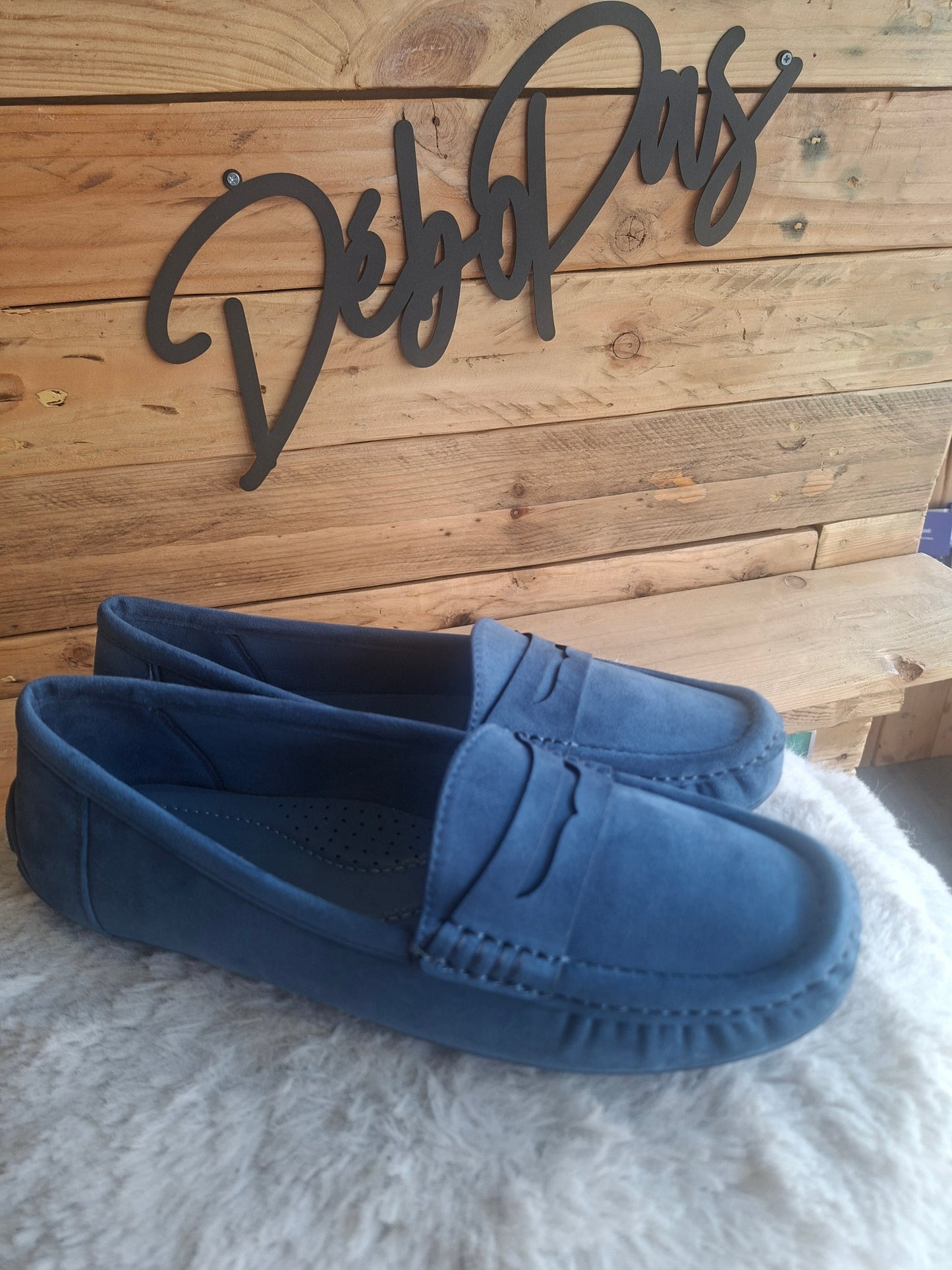 Mocassins bleu effet suédine