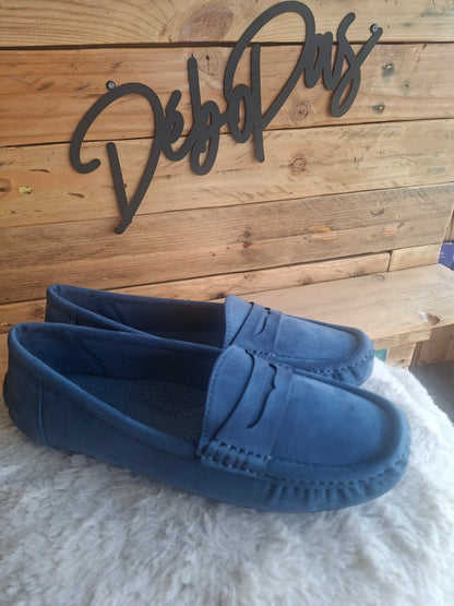 Mocassins bleu effet suédine