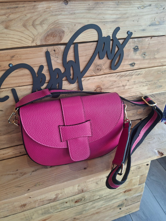 Sac en cuir rose fushia