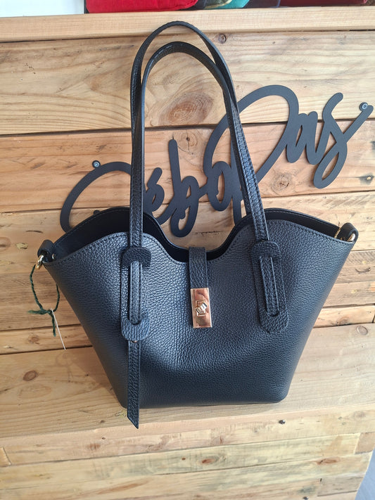 Sac en cuir noir rigide