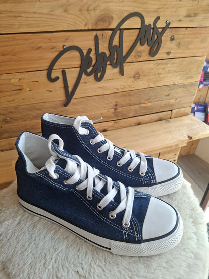 Tennis hautes bleues jean