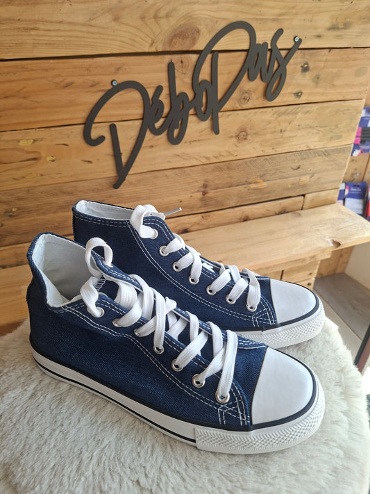 Tennis hautes bleues jean