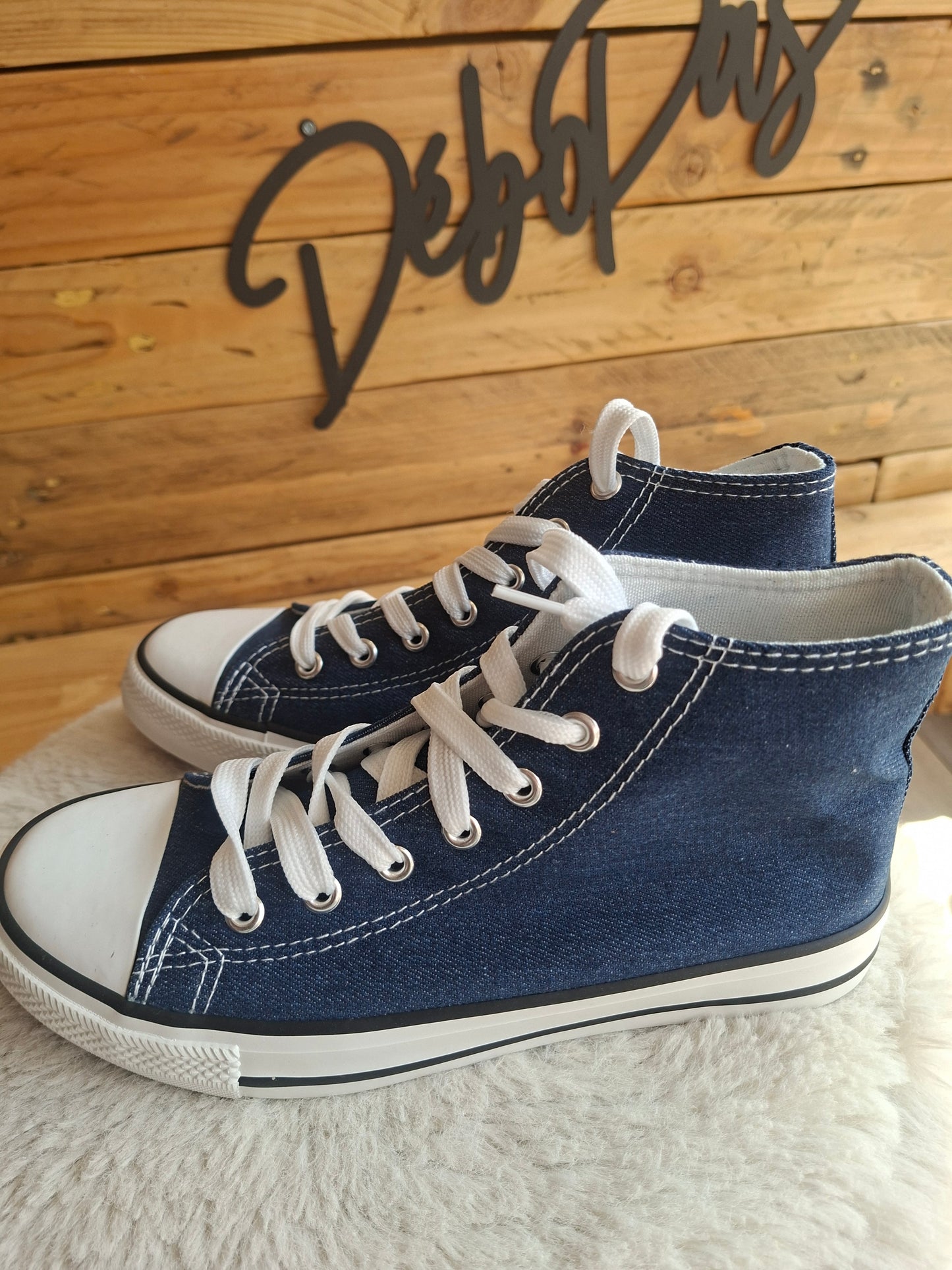 Tennis hautes bleues jean