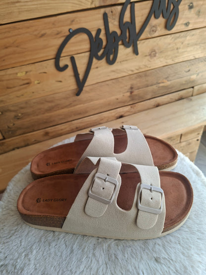 Mules beige double boucles