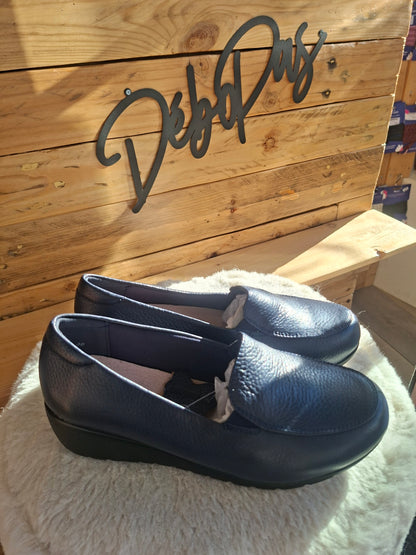 Mocassins bleu marine compensés