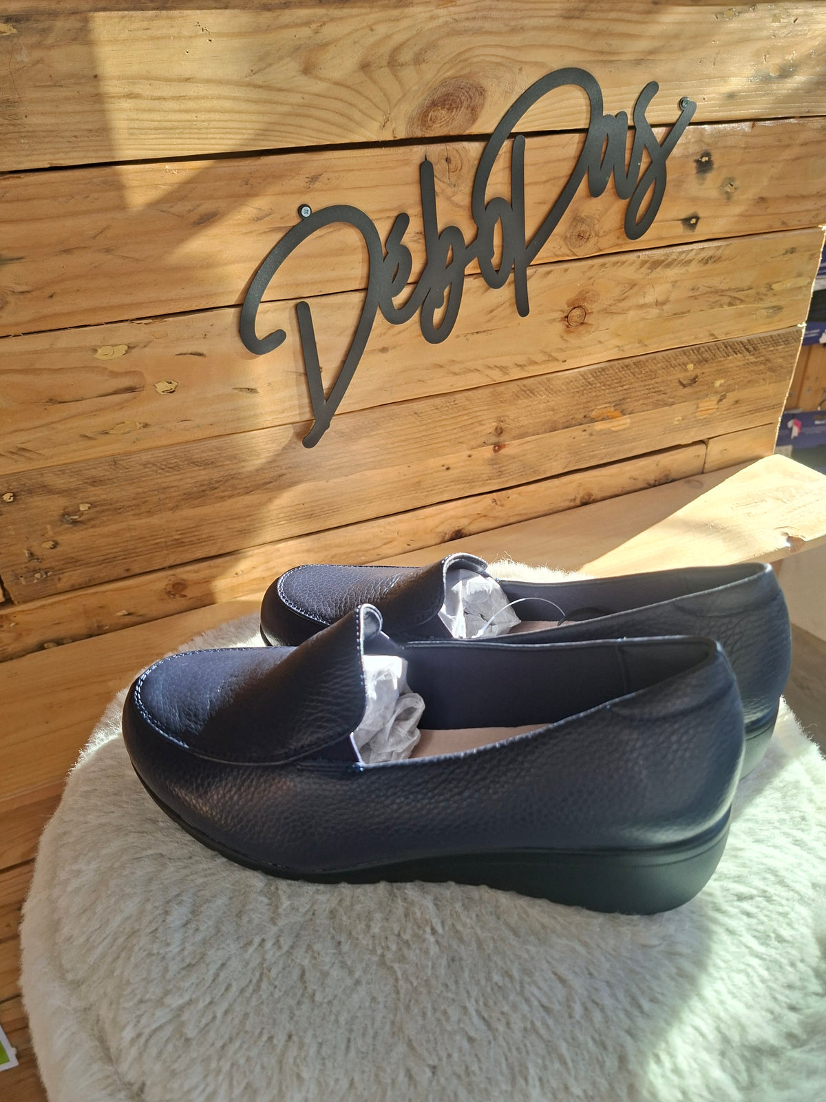 Mocassins bleu marine compensés