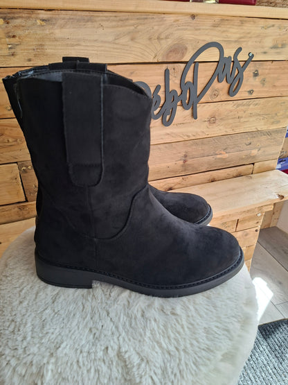 Bottines effet suédine plates