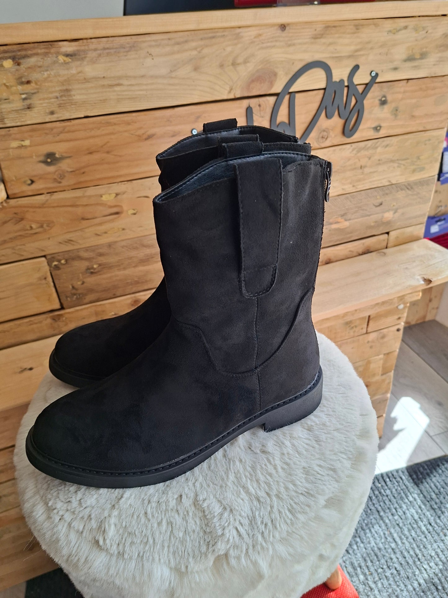 Bottines effet suédine plates