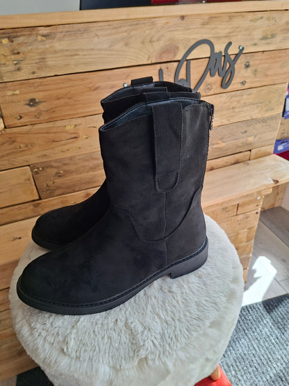 Bottines effet suédine plates