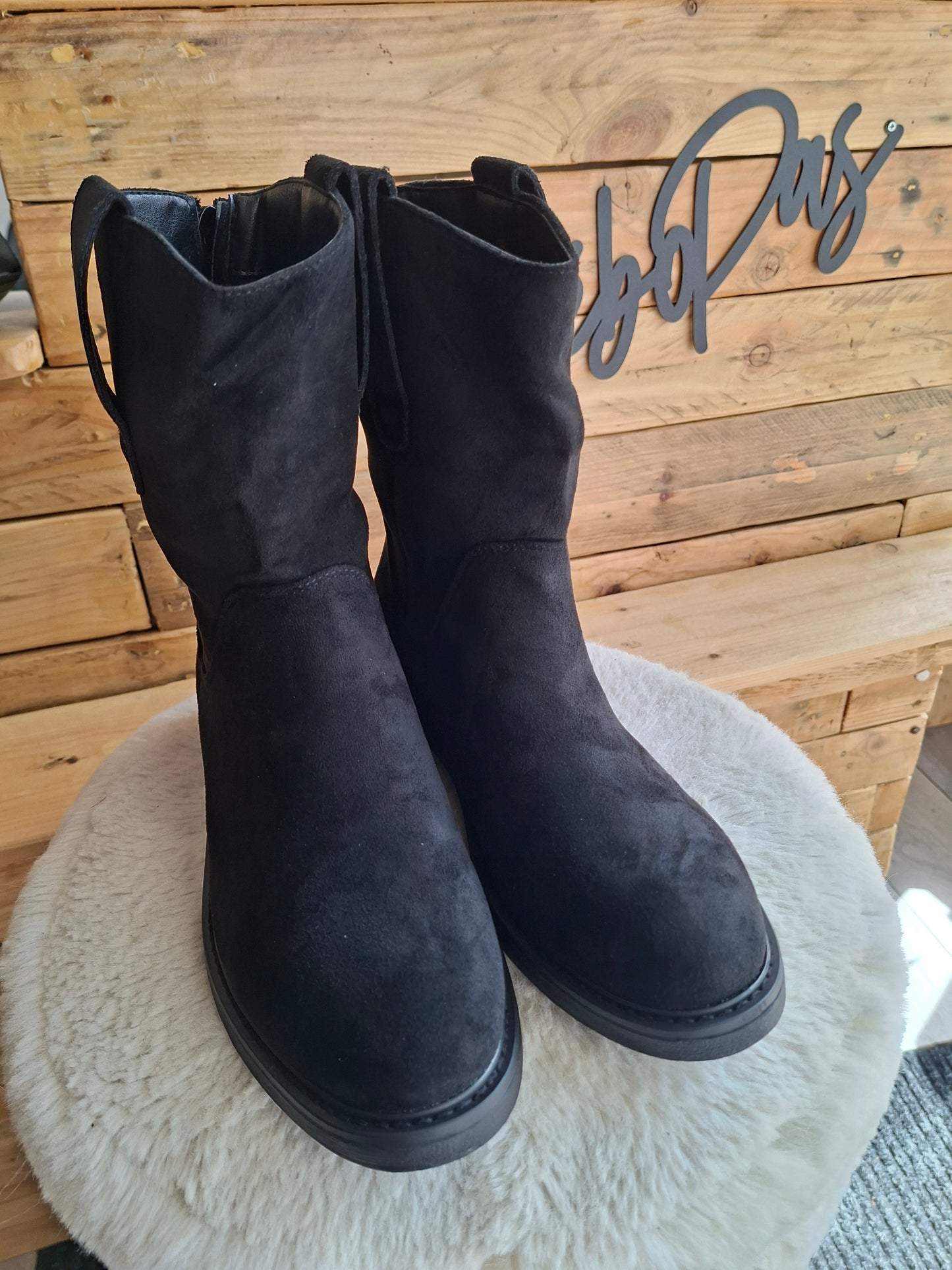 Bottines effet suédine plates