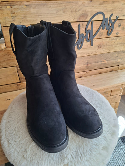 Bottines effet suédine plates