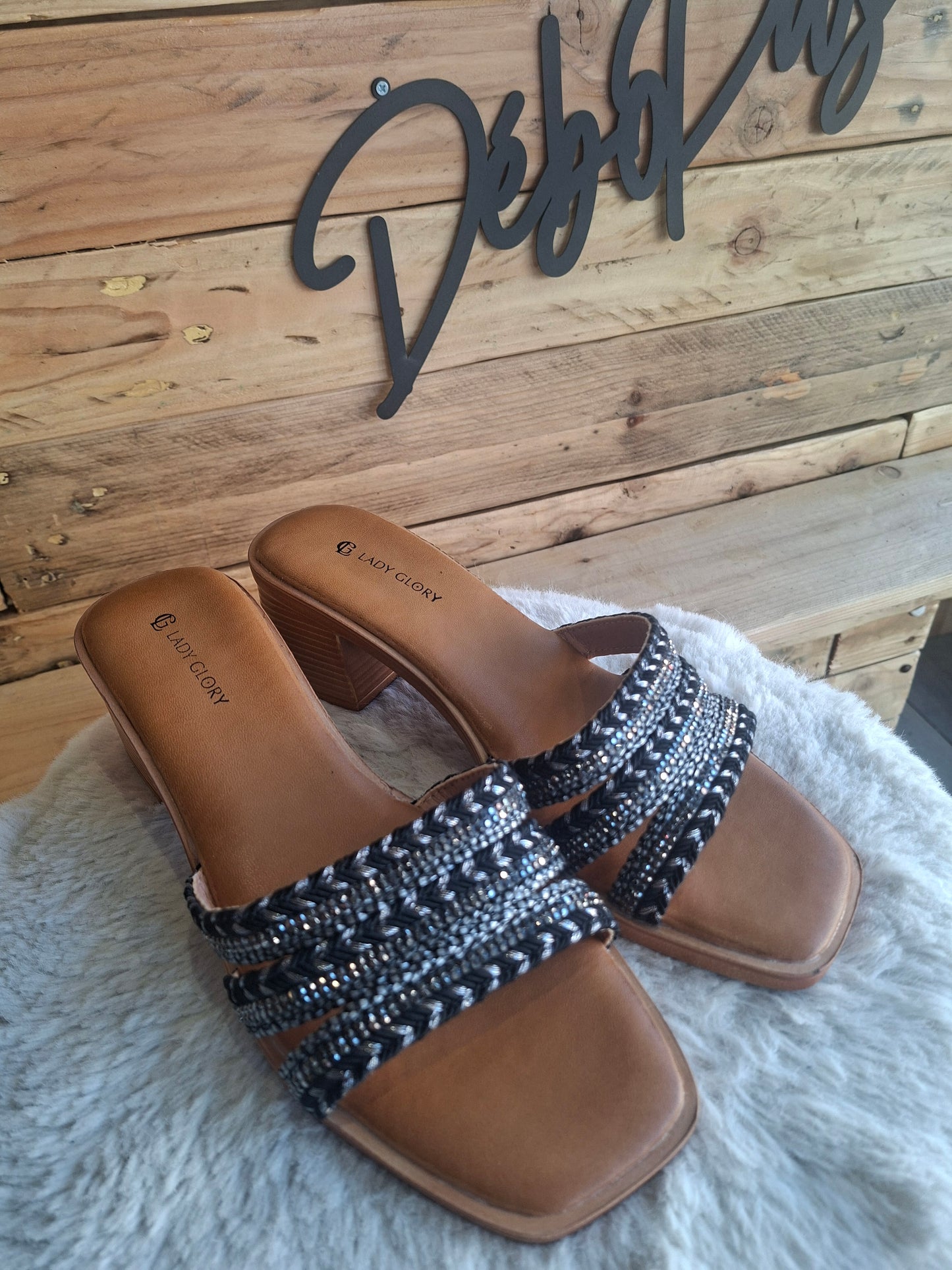Mules noir strass