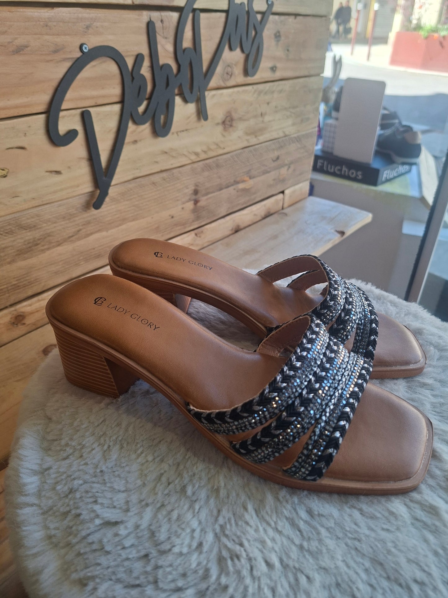 Mules noir strass